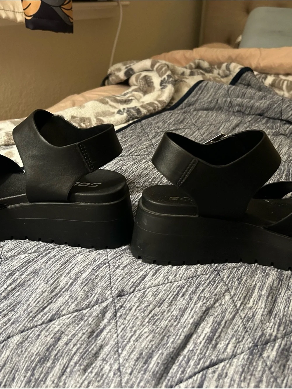 Soda Black Platform Sandals